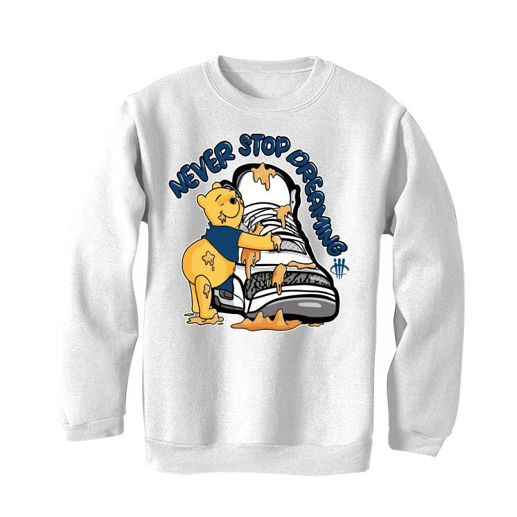 AIR JORDAN 3 “WHITE NAVY”| ILLCURRENCY White T-Shirt (never stop dreaming) - Image 4