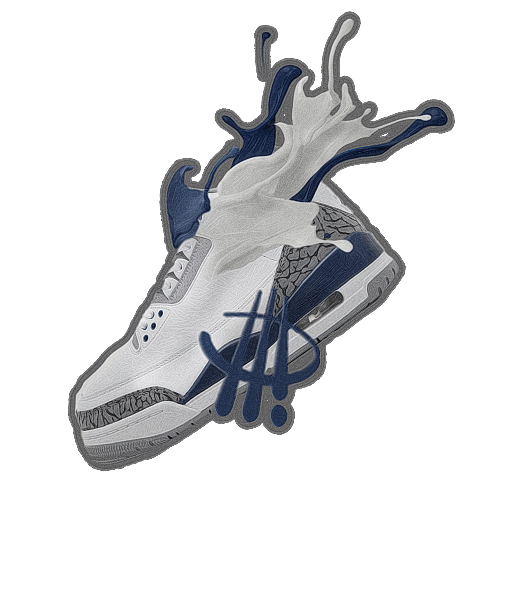 AIR JORDAN 3 “WHITE NAVY”| ILLCURRENCY White T-Shirt (SPLASH 3)
