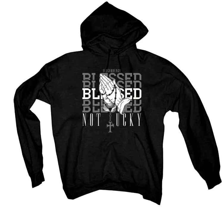 Air Jordan 3 WMNS Oreo aka Off Noir | illcurrency Black T-Shirt (Blessed not lucky) - Image 3