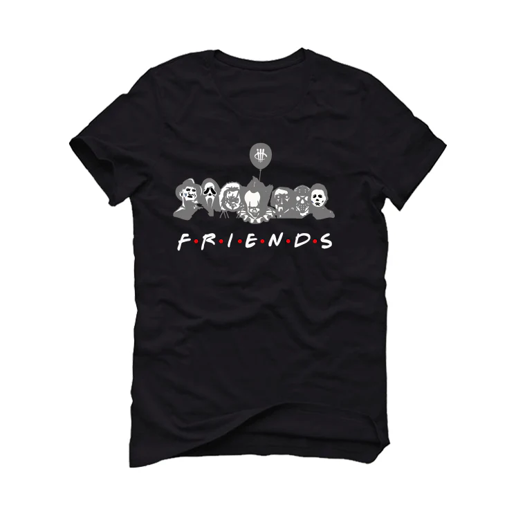 Air Jordan 4 “Black Canvas” Black T-Shirt (F R I E N D S) - Image 2