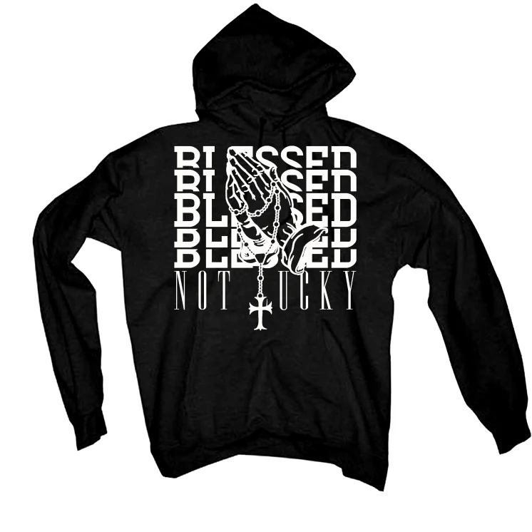Air Jordan 4 Black Cat Matching T-Shirt, Sweatshirts & Hoodies Black T-Shirt (Blessed not lucky)| illcurrency - Image 3