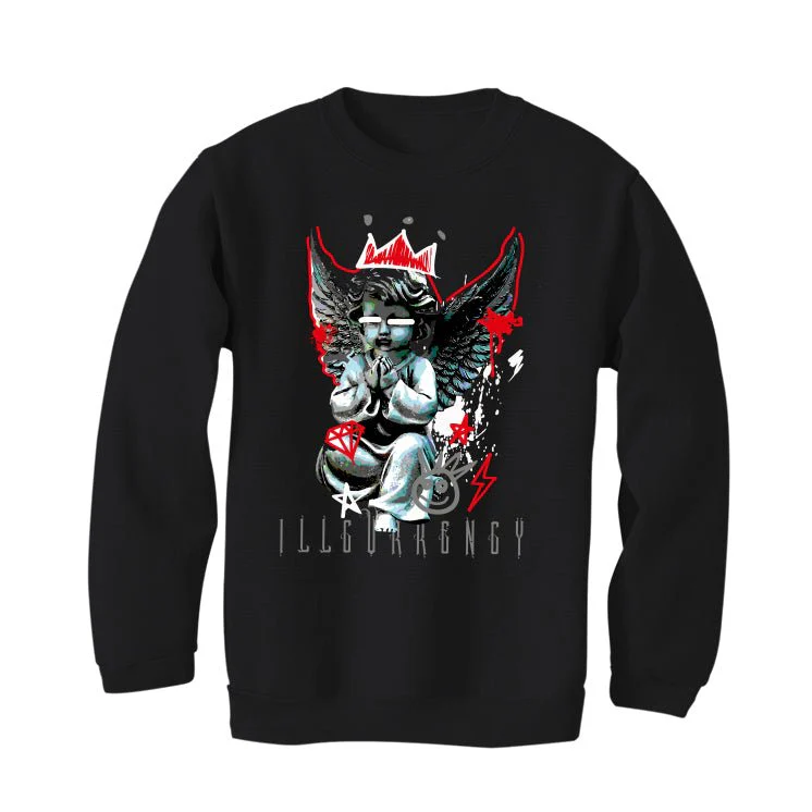 AIR JORDAN 4 “BRED REIMAGINED” 2024 | ILLCURRENCY Black T-Shirt (Graffiti Angel) - Image 4