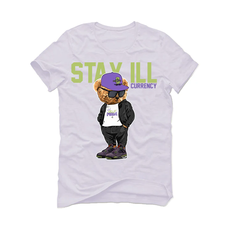 Air Jordan 4 “Canyon Purple” White T-Shirt (Stay ill Bear) - Image 2