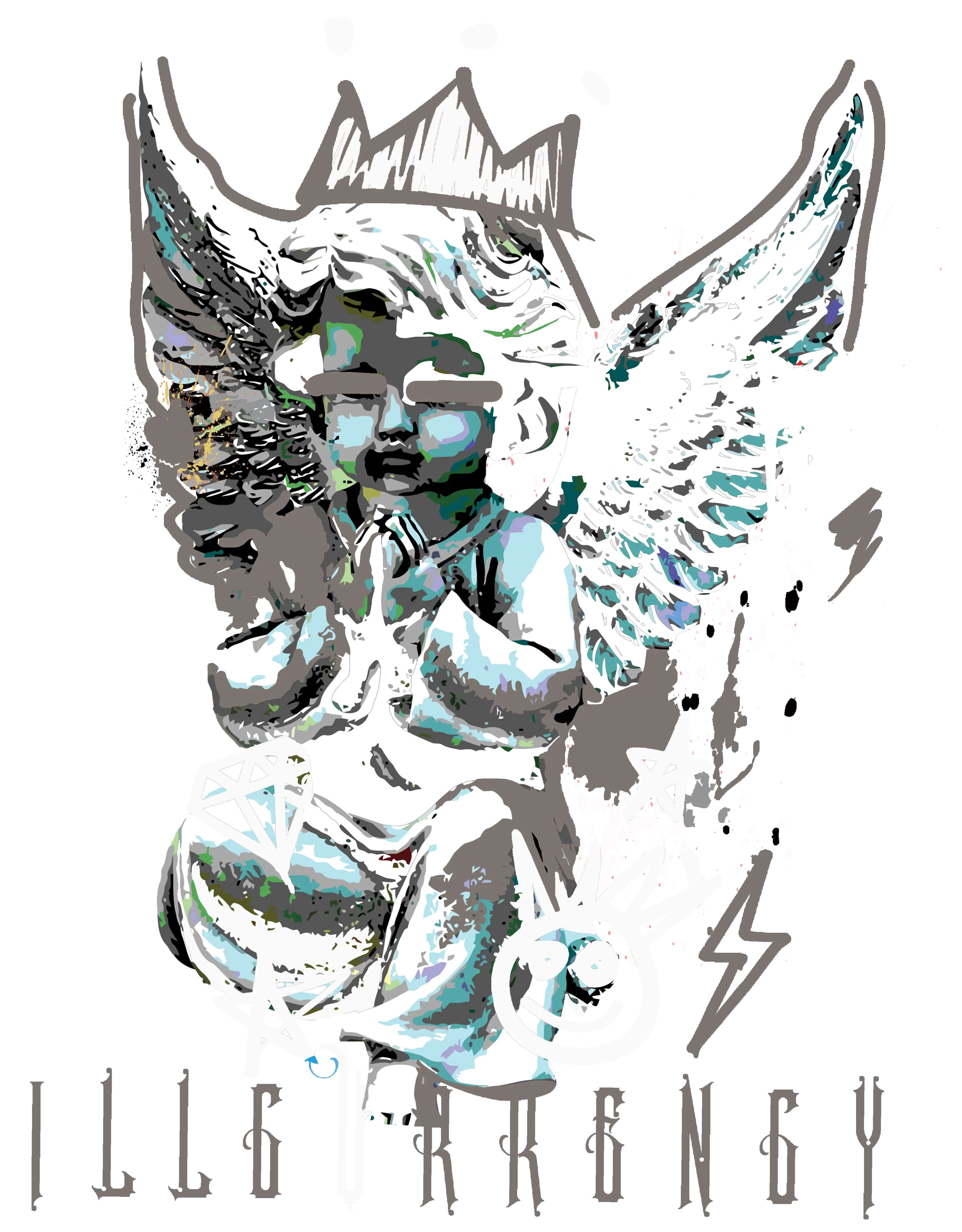Air Jordan 4 Cave Stone Black T-Shirt (Graffiti Angel)| illcurrency
