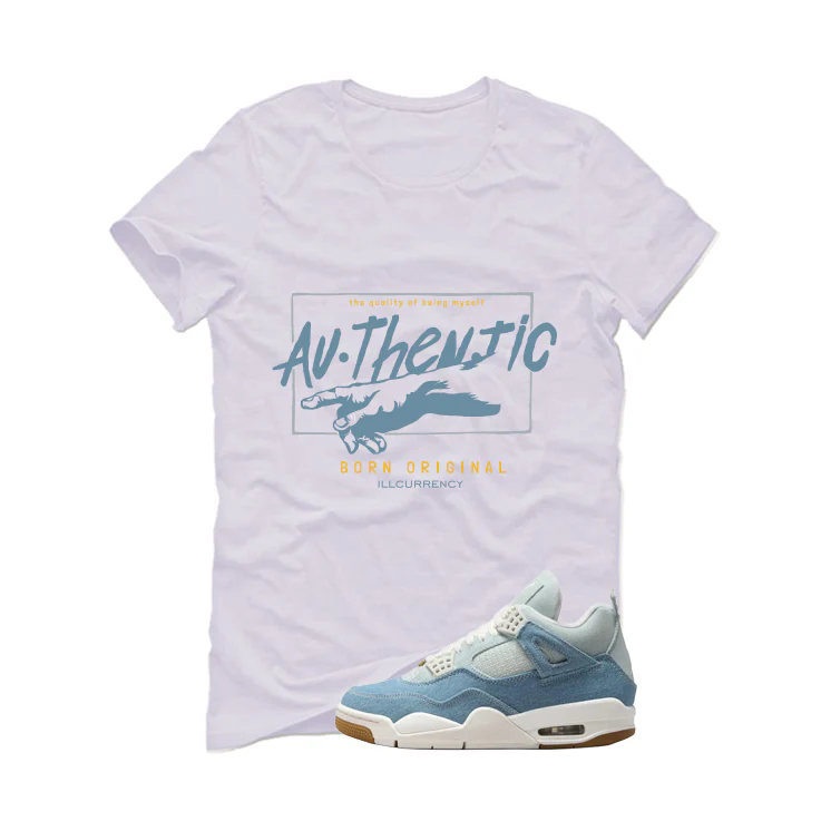 Air Jordan 4 Denim Worn Blue White T-Shirt (Authentic)| illcurrency - Image 2