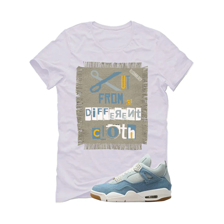 Air Jordan 4 Denim Worn Blue White T-Shirt (Cut from a different cloth)| illcurrency - Image 2
