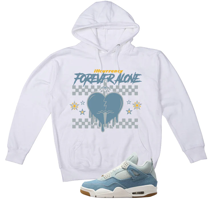 Air Jordan 4 Denim Worn Blue White T-Shirt (Forever Alone)| illcurrency - Image 3