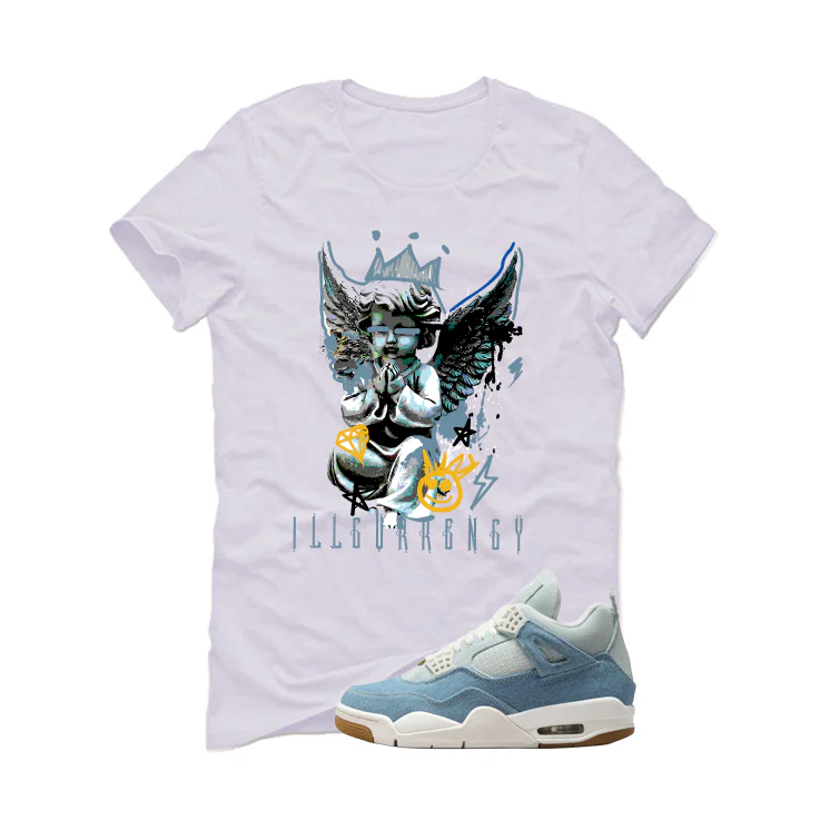 Air Jordan 4 Denim Worn Blue White T-Shirt (Graffiti Angel)| illcurrency - Image 2