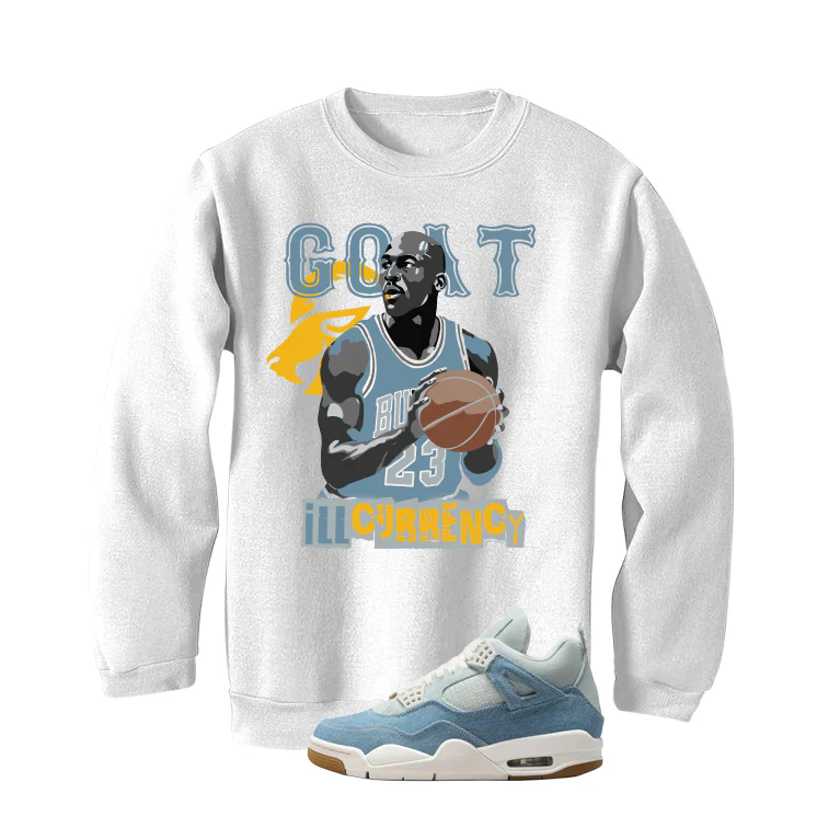 Air Jordan 4 Denim Worn Blue White T-Shirt (MJ GOAT)| illcurrency - Image 4