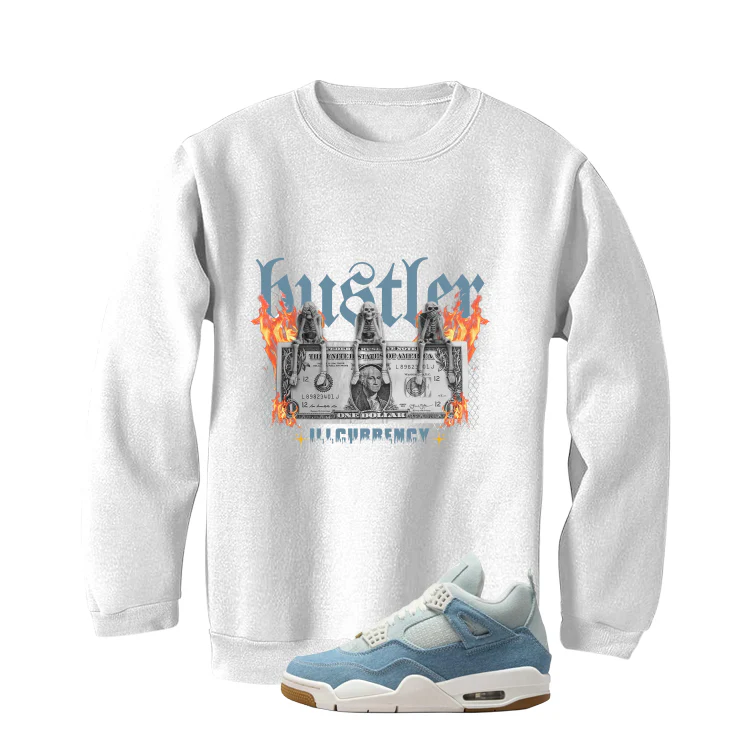 Air Jordan 4 Denim Worn Blue White T-Shirt (See No Evil Hustler)| illcurrency - Image 4