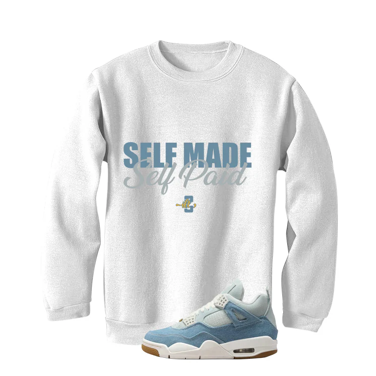 Air Jordan 4 Denim Worn Blue White T-Shirt (Self Made Self Paid)| illcurrency - Image 4