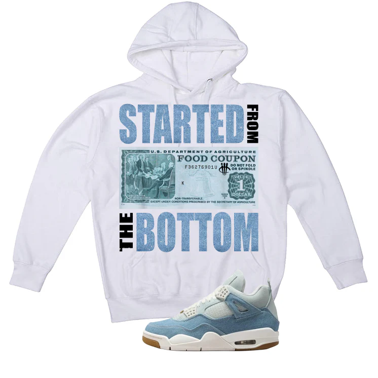 Air Jordan 4 Denim Worn Blue White T-Shirt (Started From The Bottom)| illcurrency - Image 3