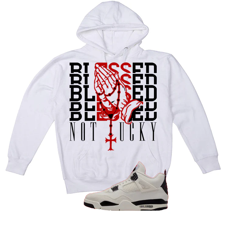 Air Jordan 4 Flight Club Matching T-Shirt, Sweatshirts & Hoodies White T-Shirt (Blessed not lucky)| illcurrency - Image 3