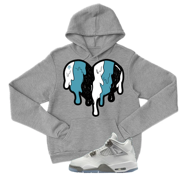 Air Jordan 4 GS Blue Chill Matching T-Shirt, Sweatshirts & Hoodies Grey T-Shirt (Heart)| illcurrency - Image 3