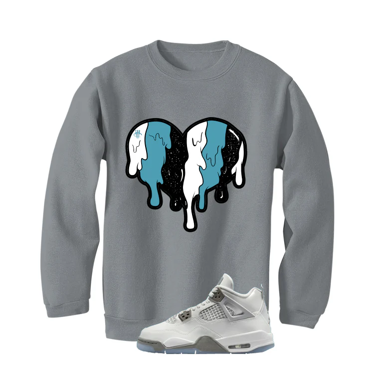 Air Jordan 4 GS Blue Chill Matching T-Shirt, Sweatshirts & Hoodies Grey T-Shirt (Heart)| illcurrency - Image 4