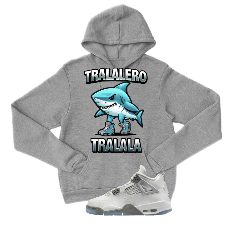 Air Jordan 4 GS Blue Chill Matching T-Shirt, Sweatshirts & Hoodies Grey T-Shirt (Tralalero Tralala)| illcurrency - Image 3