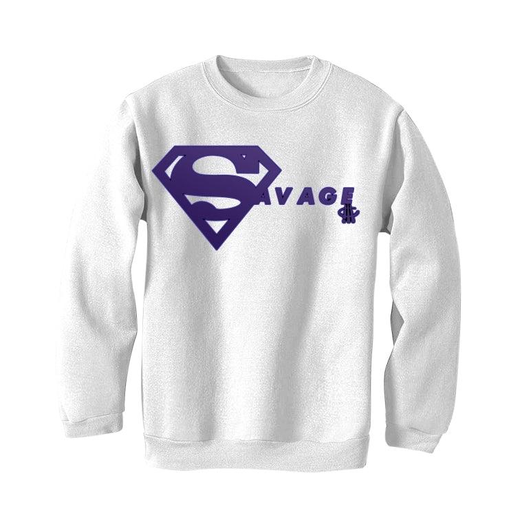 AIR JORDAN 4 (METALLIC PACK) Purple 2020 White T-Shirt (SUPER SAVAGE) - Image 3