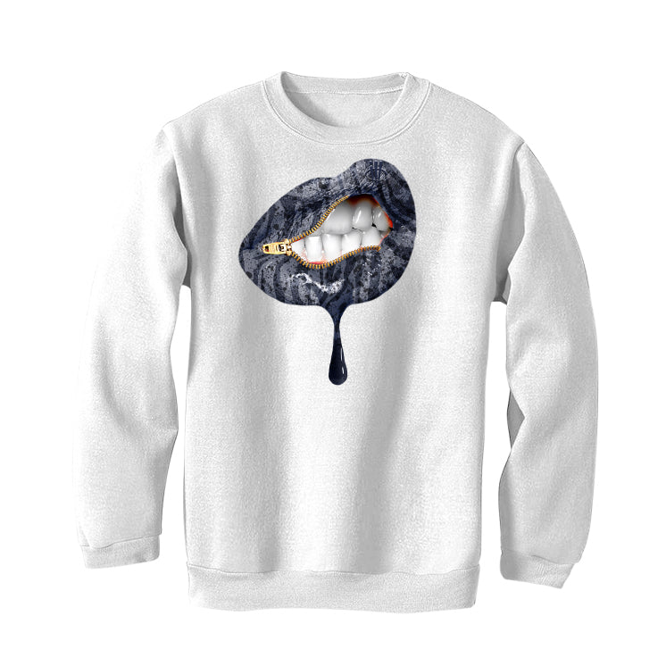 Air Jordan 4 “Midnight Navy” White T-Shirt (LIPS UNSEALED) - Image 4