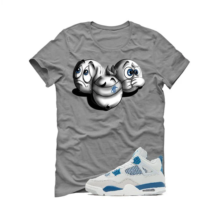 Air Jordan 4 “Military Blue” | illcurrency Grey T-Shirt (SEE NO EVIL) - Image 2
