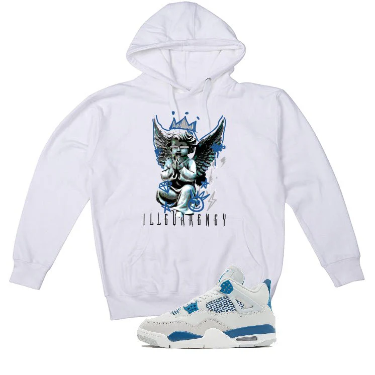 Air Jordan 4 “Military Blue” | illcurrency White T-Shirt (Graffiti Angel) - Image 3