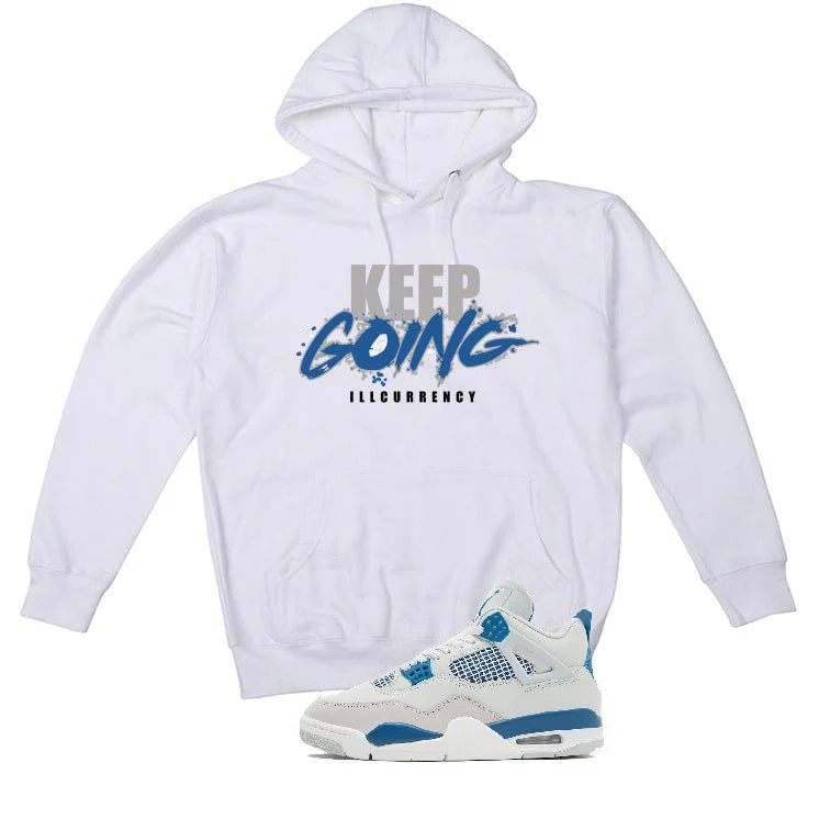 Air Jordan 4 “Military Blue” | illcurrency White T-Shirt (keep Going) - Image 3