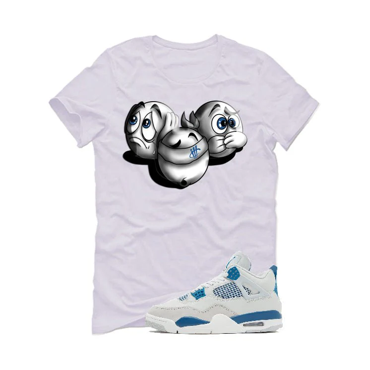 Air Jordan 4 “Military Blue” | illcurrency White T-Shirt (SEE NO EVIL) - Image 2