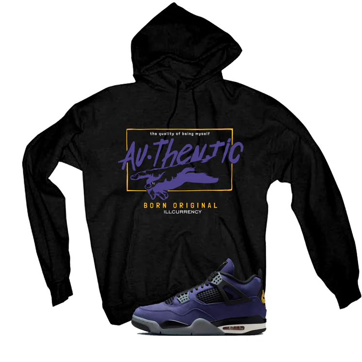Air Jordan 4 OG Lakers Matching T-Shirt, Sweatshirts & Hoodies Black T-Shirt (Authentic)| illcurrency - Image 3