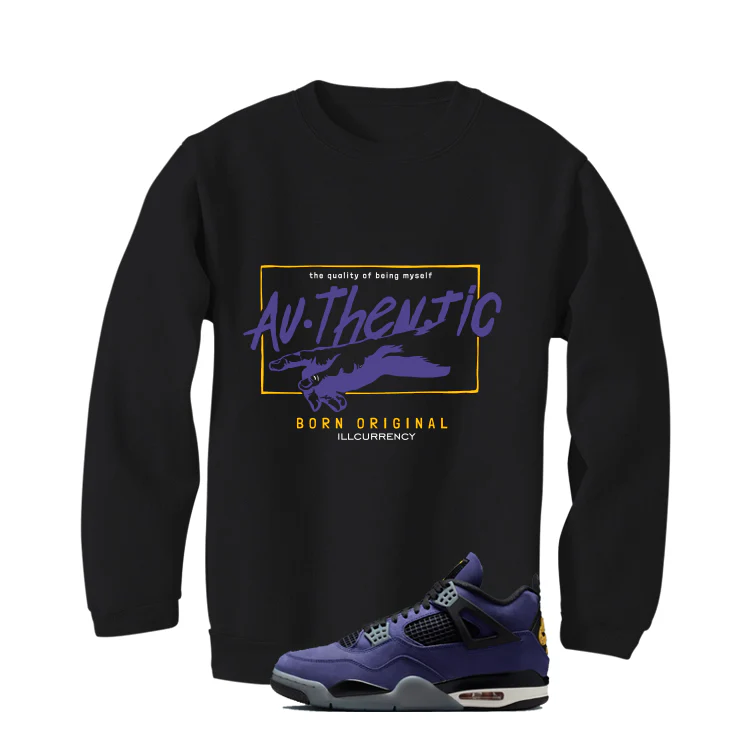 Air Jordan 4 OG Lakers Matching T-Shirt, Sweatshirts & Hoodies Black T-Shirt (Authentic)| illcurrency - Image 4