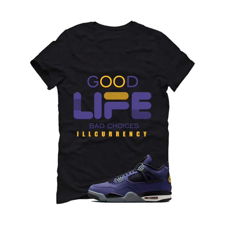Air Jordan 4 OG Lakers Matching T-Shirt, Sweatshirts & Hoodies Black T-Shirt (Bad Choices)| illcurrency - Image 2