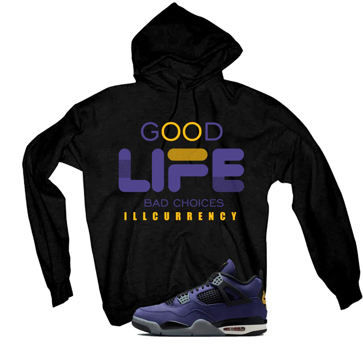 Air Jordan 4 OG Lakers Matching T-Shirt, Sweatshirts & Hoodies Black T-Shirt (Bad Choices)| illcurrency - Image 3