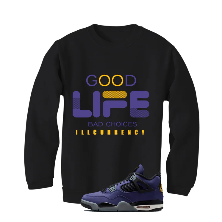 Air Jordan 4 OG Lakers Matching T-Shirt, Sweatshirts & Hoodies Black T-Shirt (Bad Choices)| illcurrency - Image 4