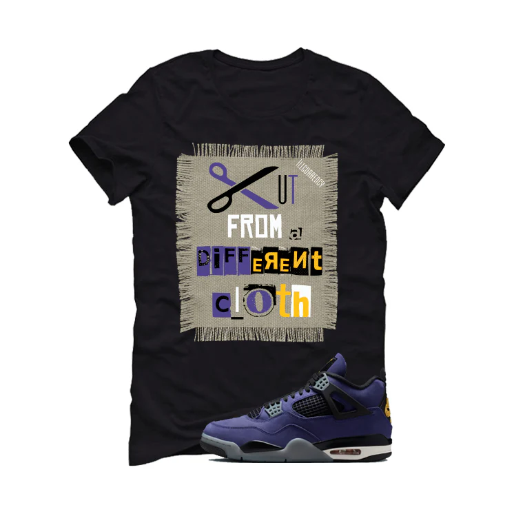 Air Jordan 4 OG Lakers Matching T-Shirt, Sweatshirts & Hoodies Black T-Shirt (Cut from a different cloth)| illcurrency - Image 2
