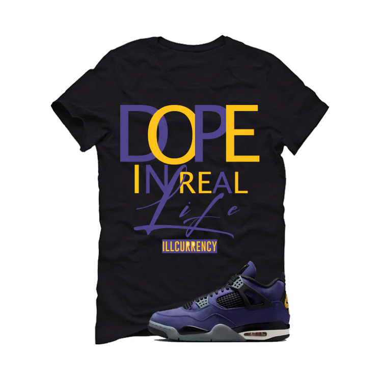 Air Jordan 4 OG Lakers Matching T-Shirt, Sweatshirts & Hoodies Black T-Shirt (DOPE)| illcurrency - Image 2