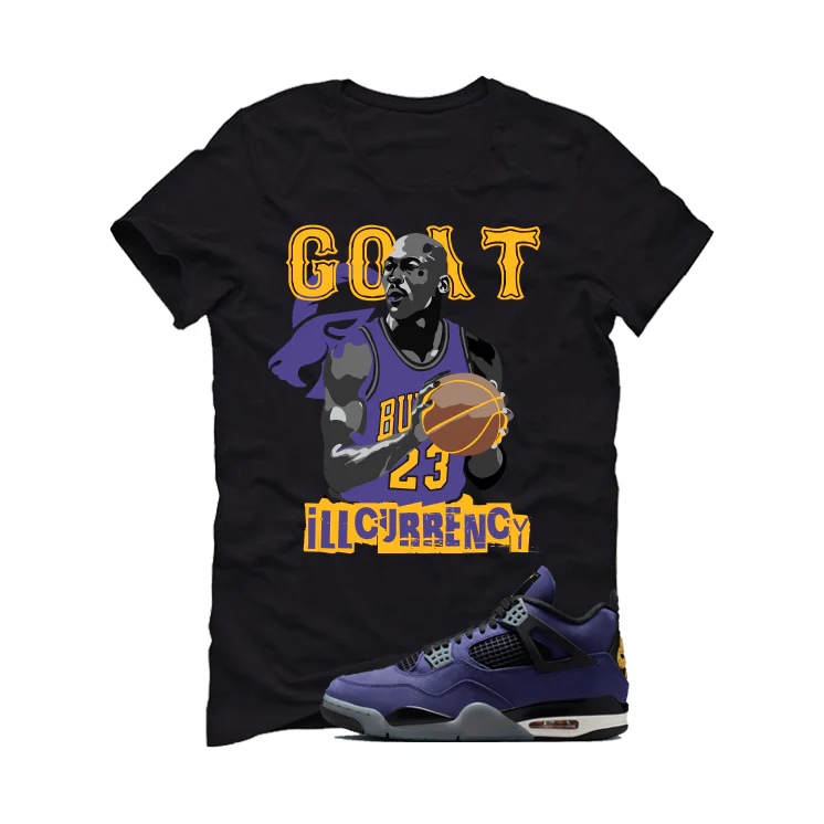 Air Jordan 4 OG Lakers Matching T-Shirt, Sweatshirts & Hoodies Black T-Shirt (GOAT 23)| illcurrency - Image 2