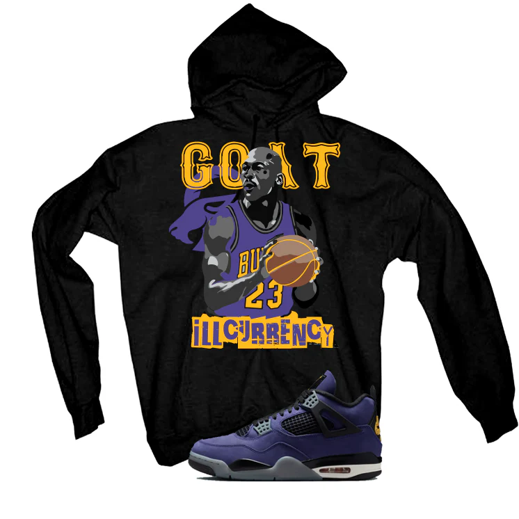 Air Jordan 4 OG Lakers Matching T-Shirt, Sweatshirts & Hoodies Black T-Shirt (GOAT 23)| illcurrency - Image 3