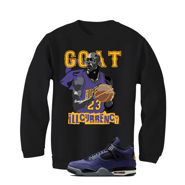 Air Jordan 4 OG Lakers Matching T-Shirt, Sweatshirts & Hoodies Black T-Shirt (GOAT 23)| illcurrency - Image 4