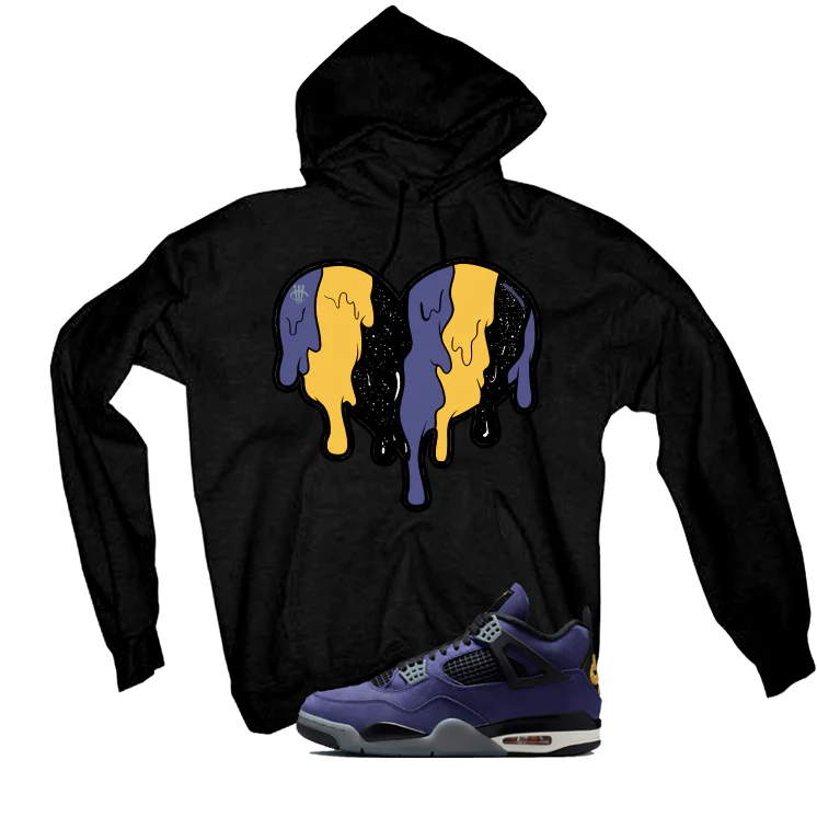 Air Jordan 4 OG Lakers Matching T-Shirt, Sweatshirts & Hoodies Black T-Shirt (Heart)| illcurrency - Image 3