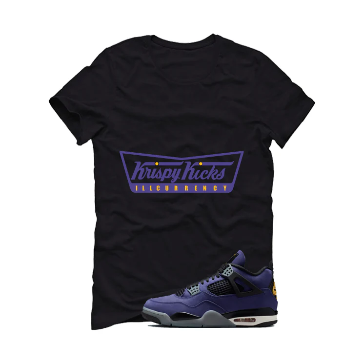 Air Jordan 4 OG Lakers Matching T-Shirt, Sweatshirts & Hoodies Black T-Shirt (Krispy Kicks)| illcurrency - Image 2