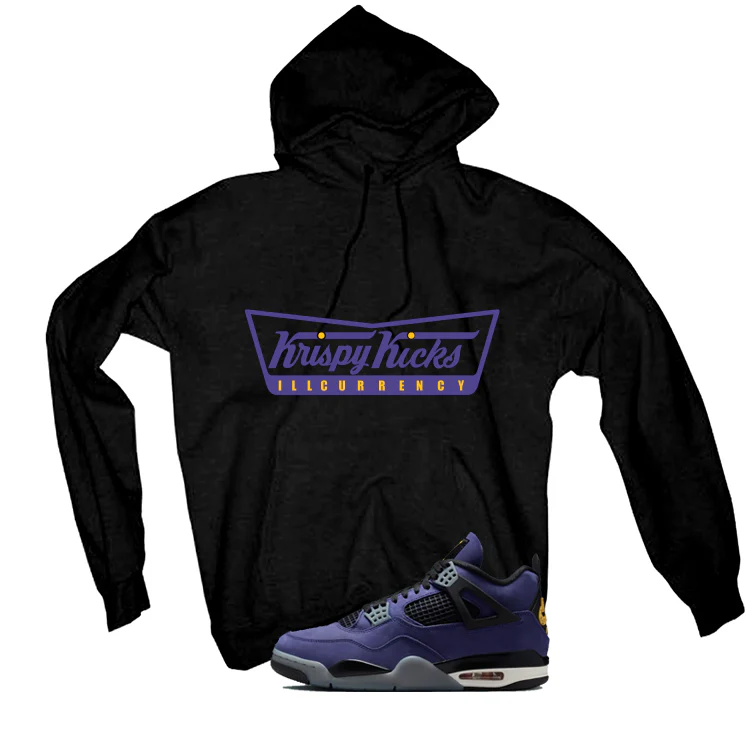 Air Jordan 4 OG Lakers Matching T-Shirt, Sweatshirts & Hoodies Black T-Shirt (Krispy Kicks)| illcurrency - Image 3
