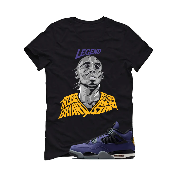 Air Jordan 4 OG Lakers Matching T-Shirt, Sweatshirts & Hoodies Black T-Shirt (Legend)| illcurrency - Image 2