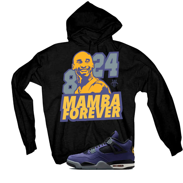 Air Jordan 4 OG Lakers Matching T-Shirt, Sweatshirts & Hoodies Black T-Shirt (Mamba Forever)| illcurrency - Image 3