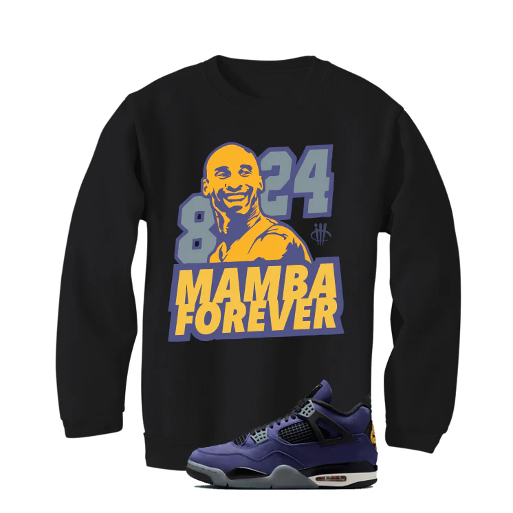 Air Jordan 4 OG Lakers Matching T-Shirt, Sweatshirts & Hoodies Black T-Shirt (Mamba Forever)| illcurrency - Image 4