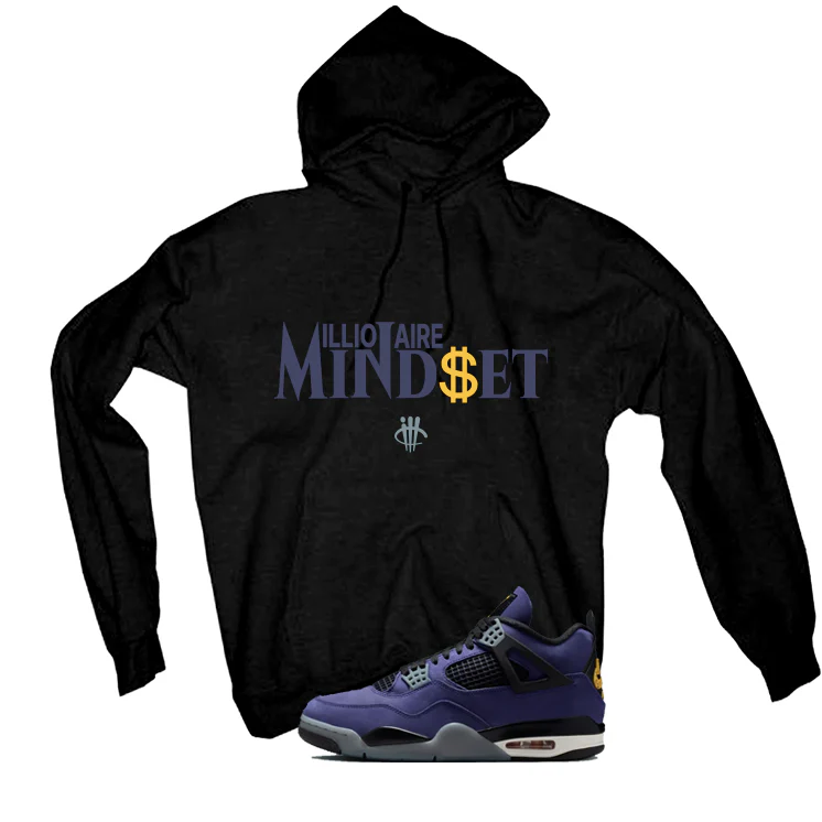 Air Jordan 4 OG Lakers Matching T-Shirt, Sweatshirts & Hoodies Black T-Shirt (Millionaire Mindset)| illcurrency - Image 3