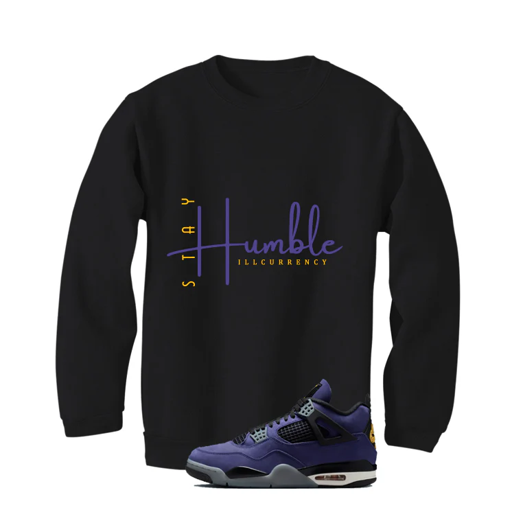 Air Jordan 4 OG Lakers Matching T-Shirt, Sweatshirts & Hoodies Black T-Shirt (Stay Humble)| illcurrency - Image 4
