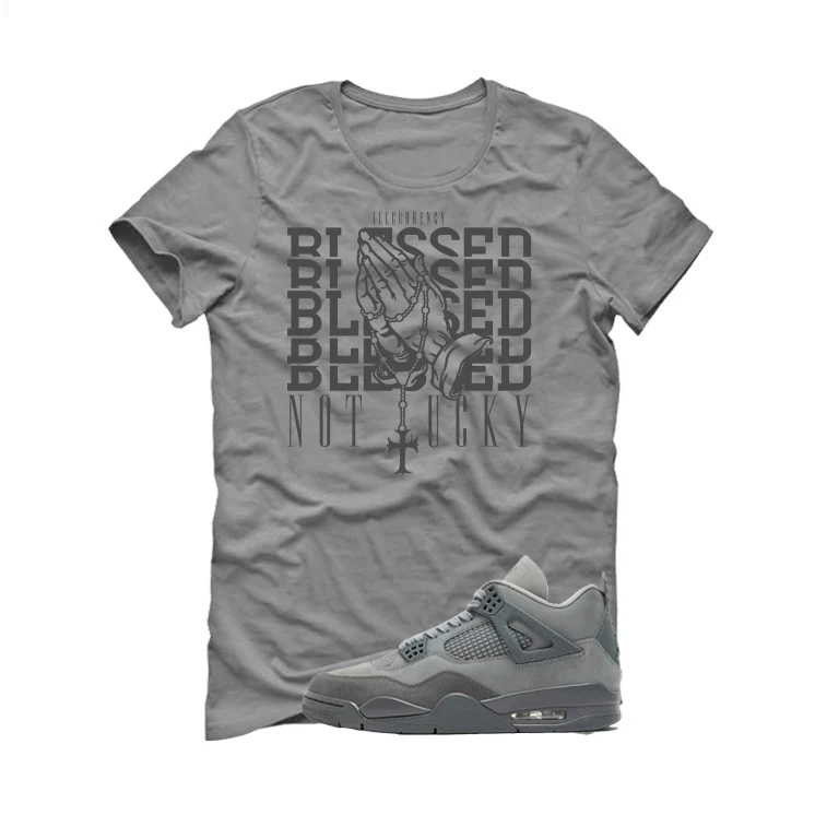 Air Jordan 4 Paris Olympics Grey T-Shirt (Blessed not lucky)| illcurrency - Image 2