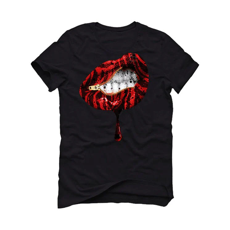 Air Jordan 4 "Red Cement" Black T-Shirt (LIPS UNSEALED) - Image 2