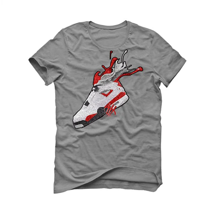 Air Jordan 4 "Red Cement" Grey T-Shirt (SPLASH) - Image 2