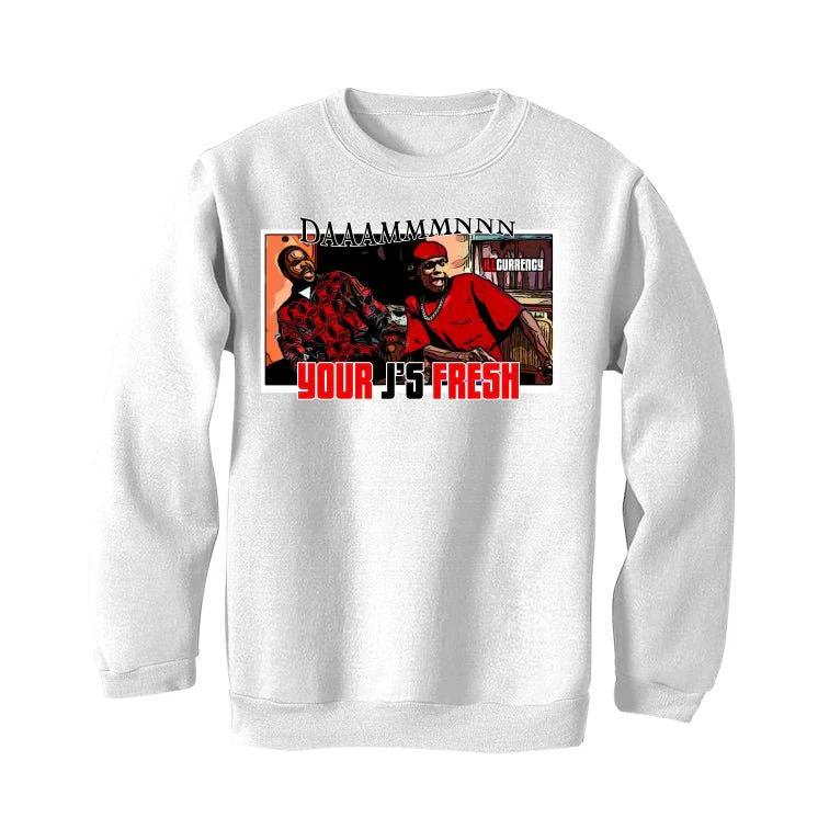 Air Jordan 4 "Red Cement" White T-Shirt (Daaaaammmmnnnnn) - Image 4