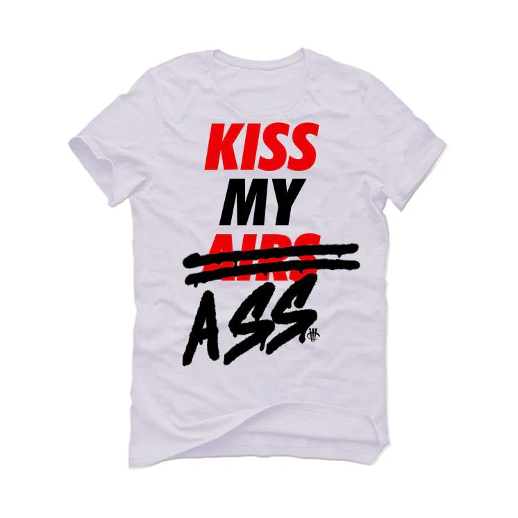 Air Jordan 4 Red Cement - White T-Shirt (KISS MY AIRS) - Image 2