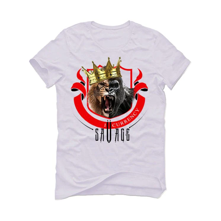 Air Jordan 4 "Red Cement" White T-Shirt (Savage King) - Image 2